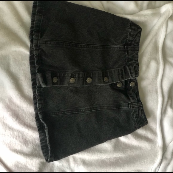 FOREVER21 Black Denim Skirt with Buttons - Picture 2 of 6